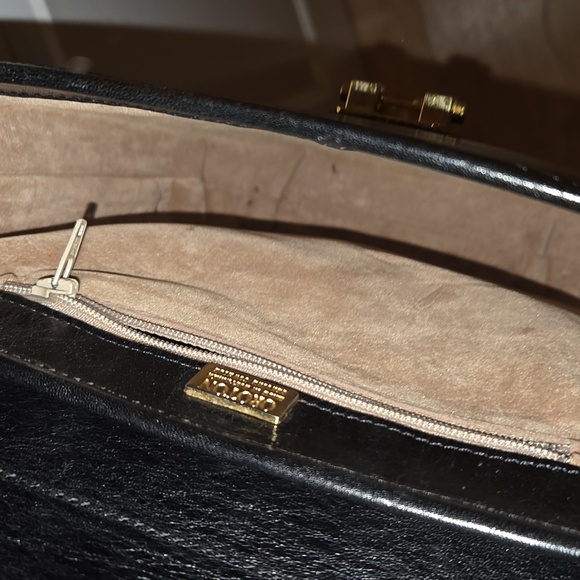 CLASSIC BLACK LEATHER OROTON SHOULDER BAG PURSE 👜 👛 9"×8"×2" - Picture 11 of 13